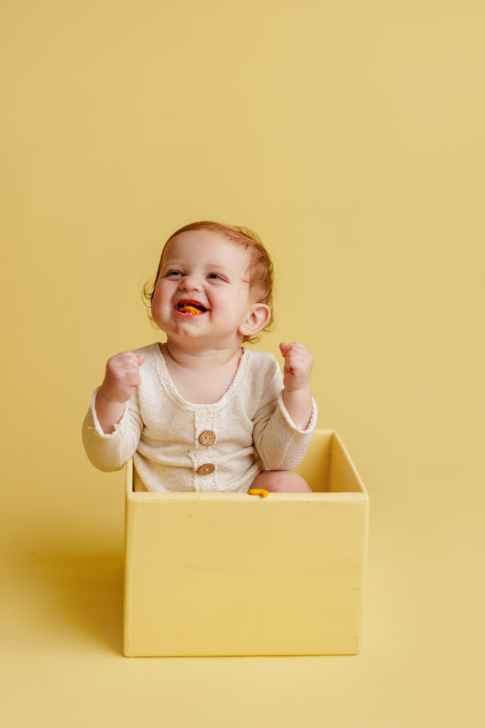 Hungry Caterpillar Cake Smash Photographer Huntsville AL Studio First Birthday Session