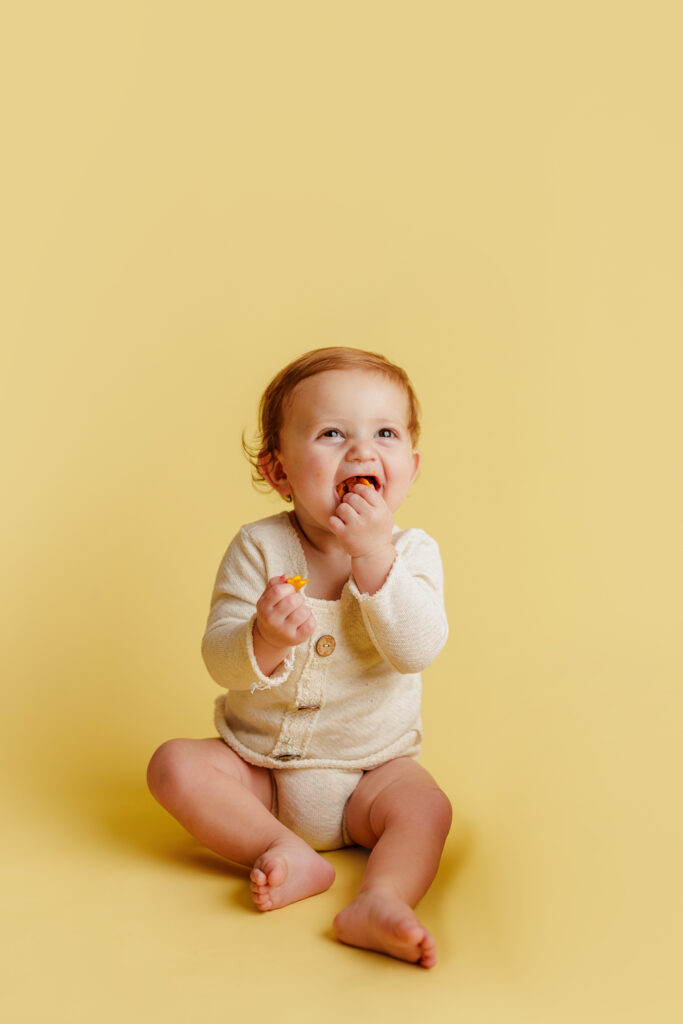 Hungry Caterpillar Cake Smash Photographer Huntsville AL Studio First Birthday Session